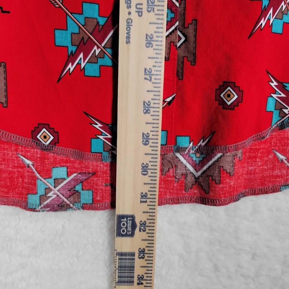 Vintage Wrangler Brushpopper Western Shirt Mens 16-34 Red Aztec Print Longsleeve - Picture 8 of 13